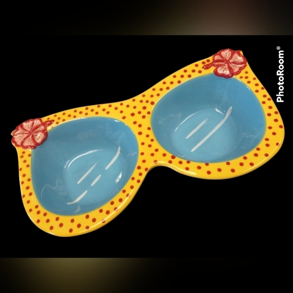 Sunglasses w Hibiscus Fun Funk Small Pet Food Dish